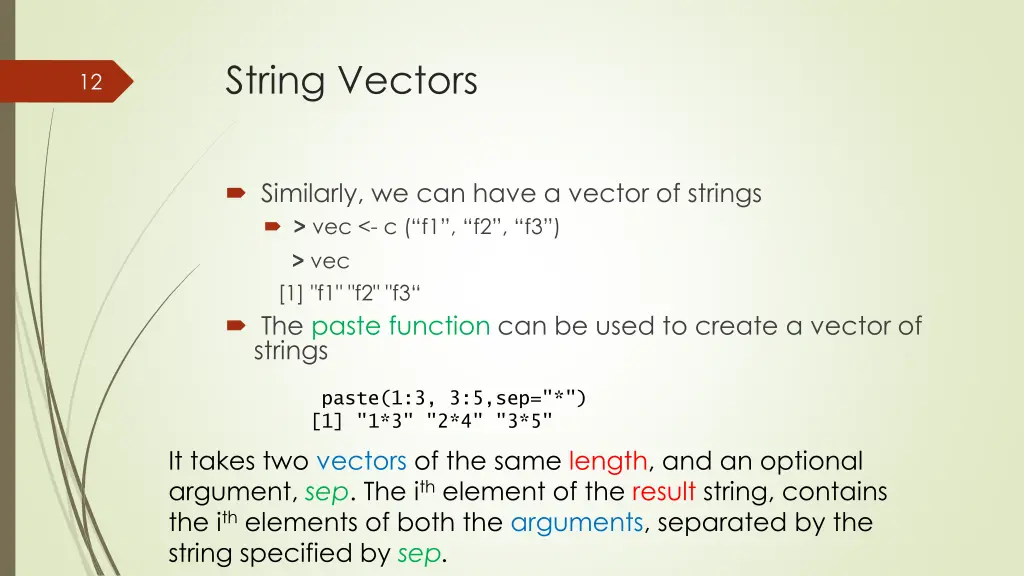 string vectors