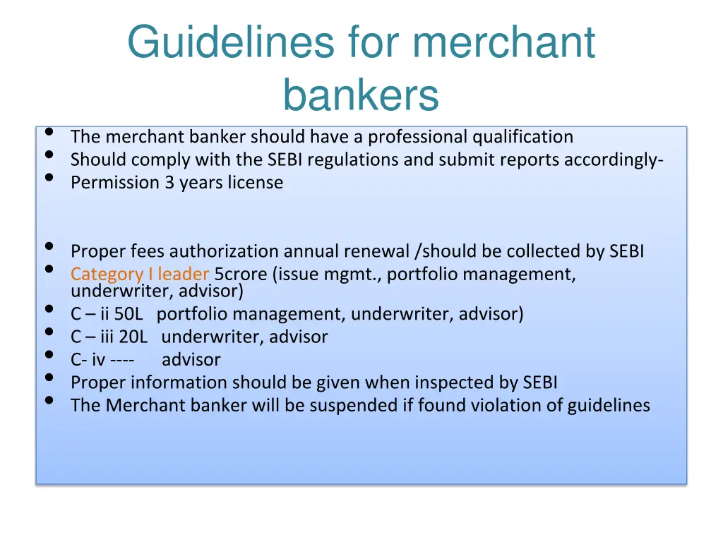 guidelines for merchant bankers the merchant