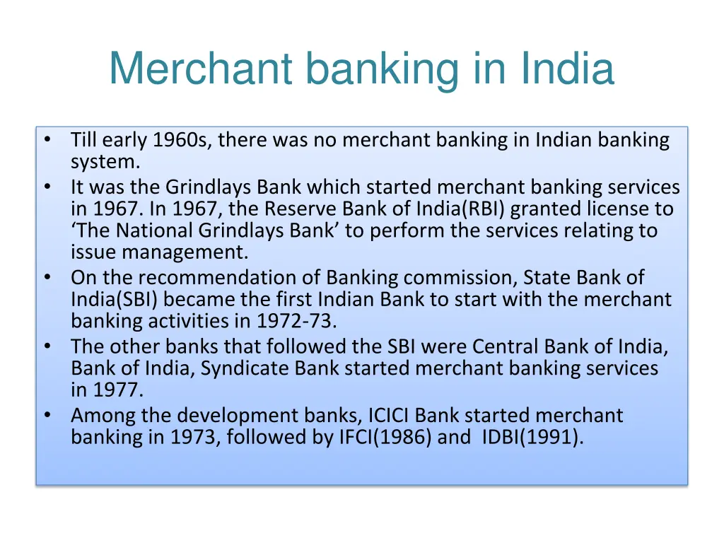 merchant banking in india