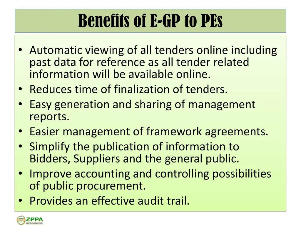 benefits of e gp to pes
