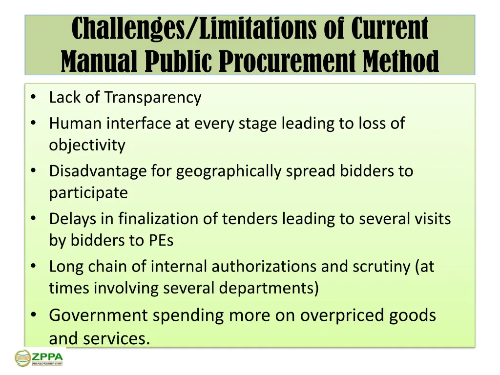 challenges limitations of current manual public