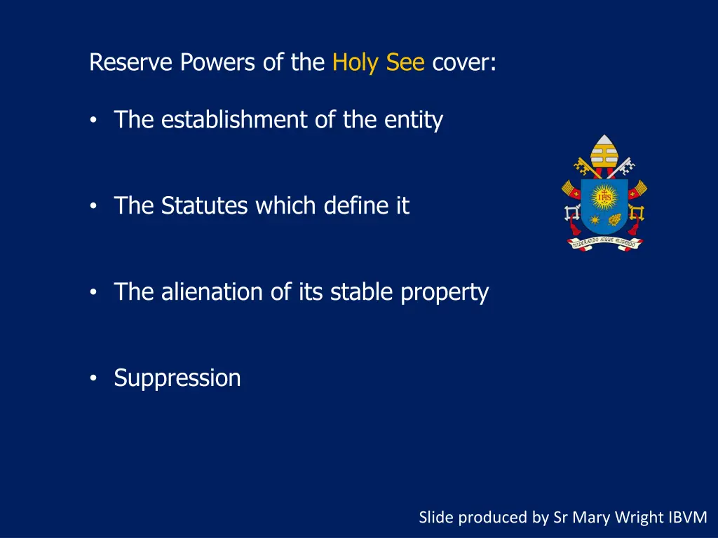 reserve powers of the holy see cover