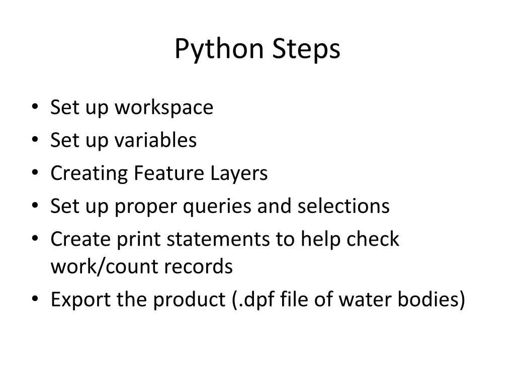 python steps
