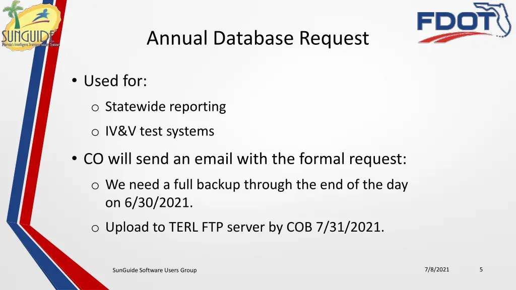 annual database request 1