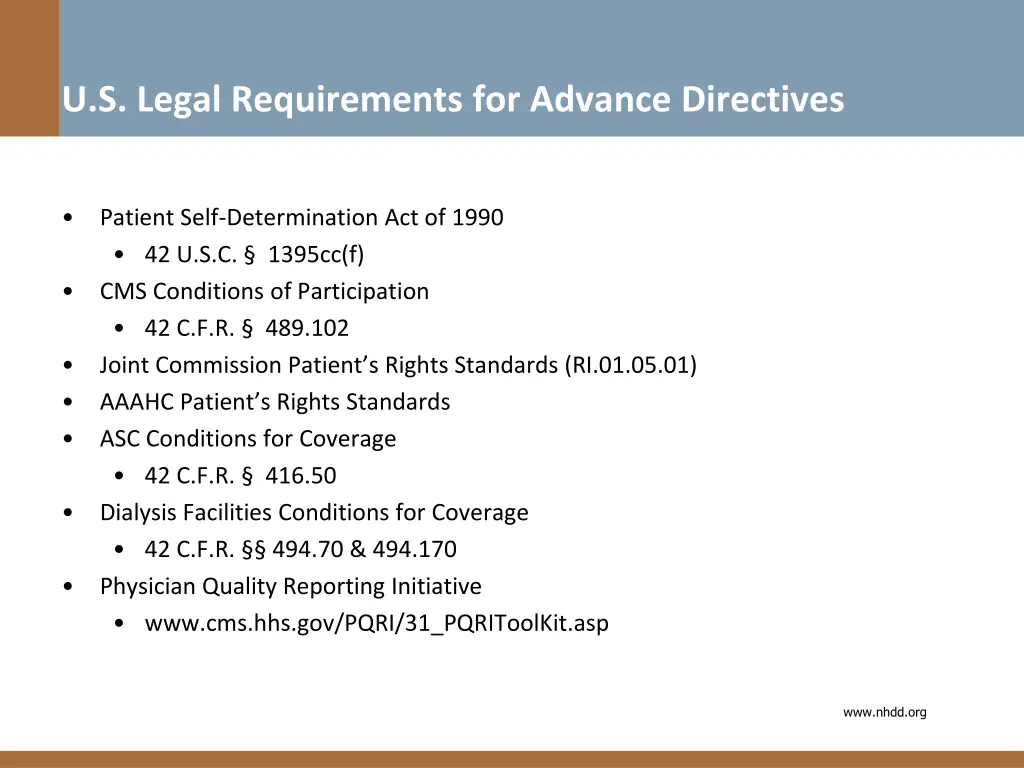 u s legal requirements for advance directives