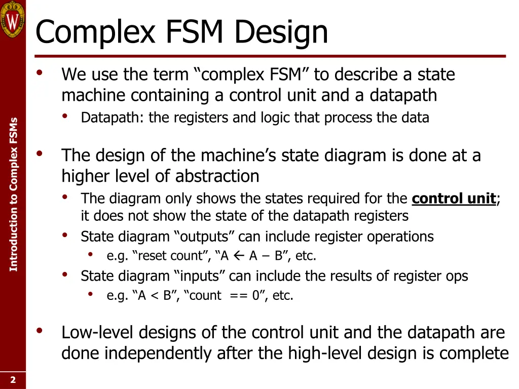 complex fsm design we use the term complex