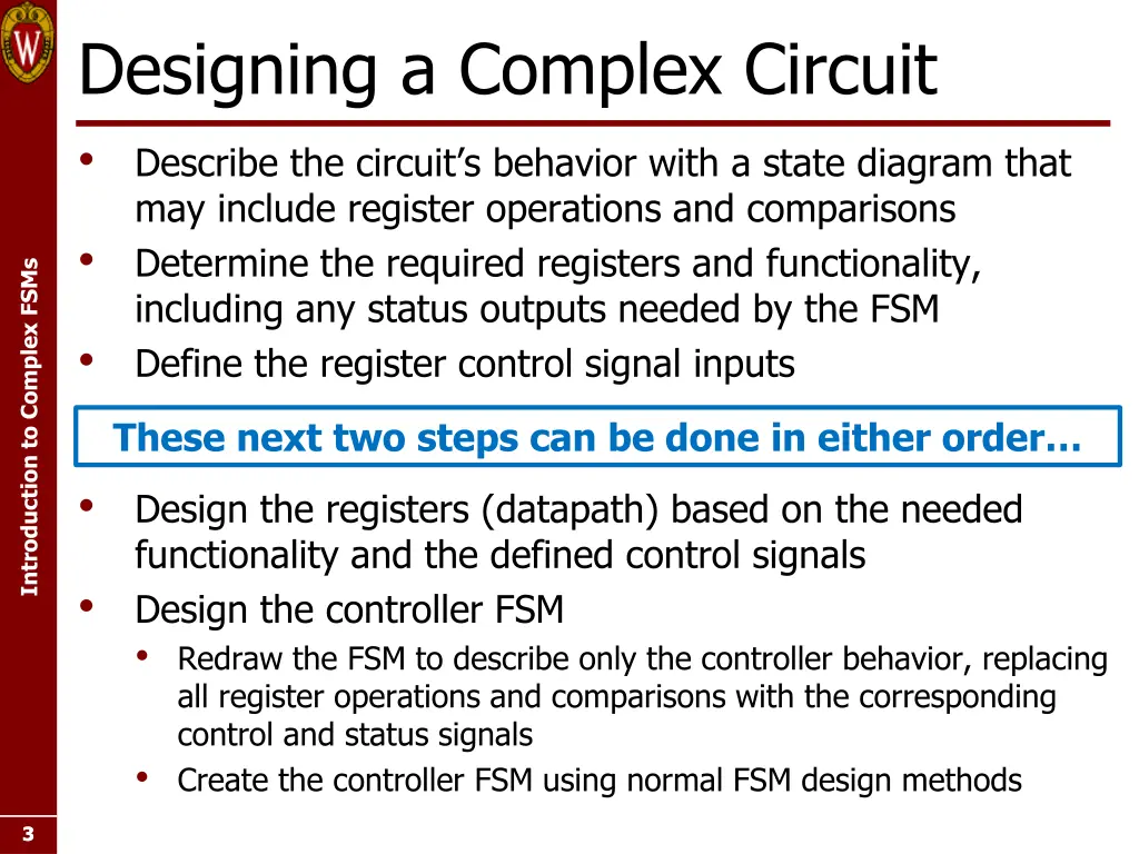 designing a complex circuit describe the circuit