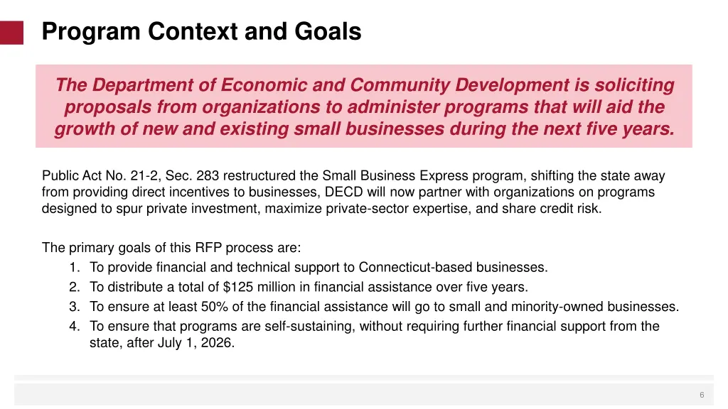 program context and goals