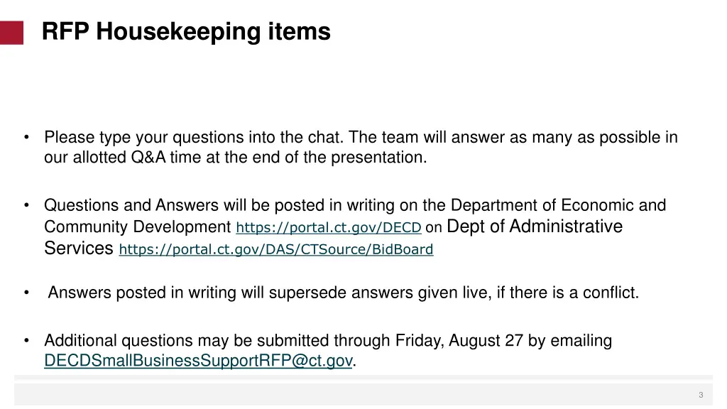 rfp housekeeping items