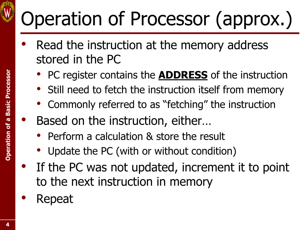 operation of processor approx read