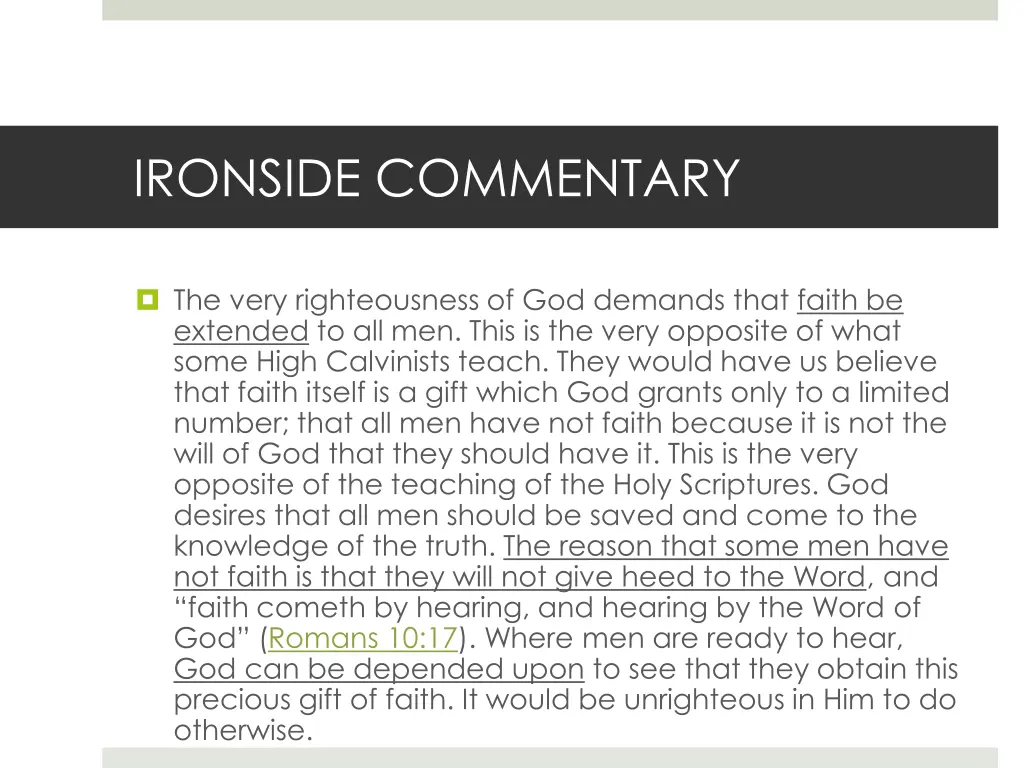 ironside commentary