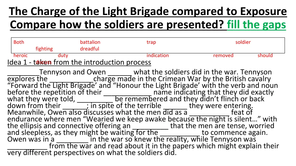the charge of the light brigade compared
