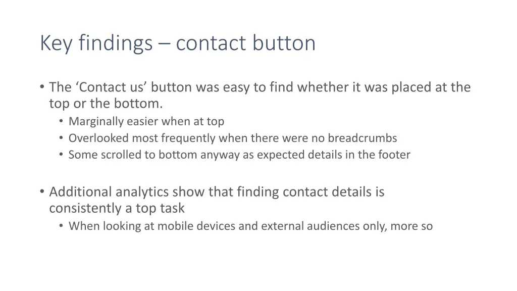 key findings contact button