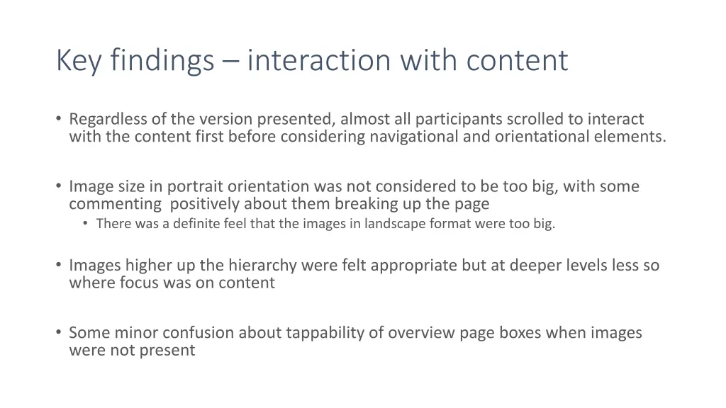 key findings interaction with content