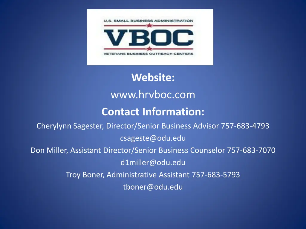 website www hrvboc com contact information