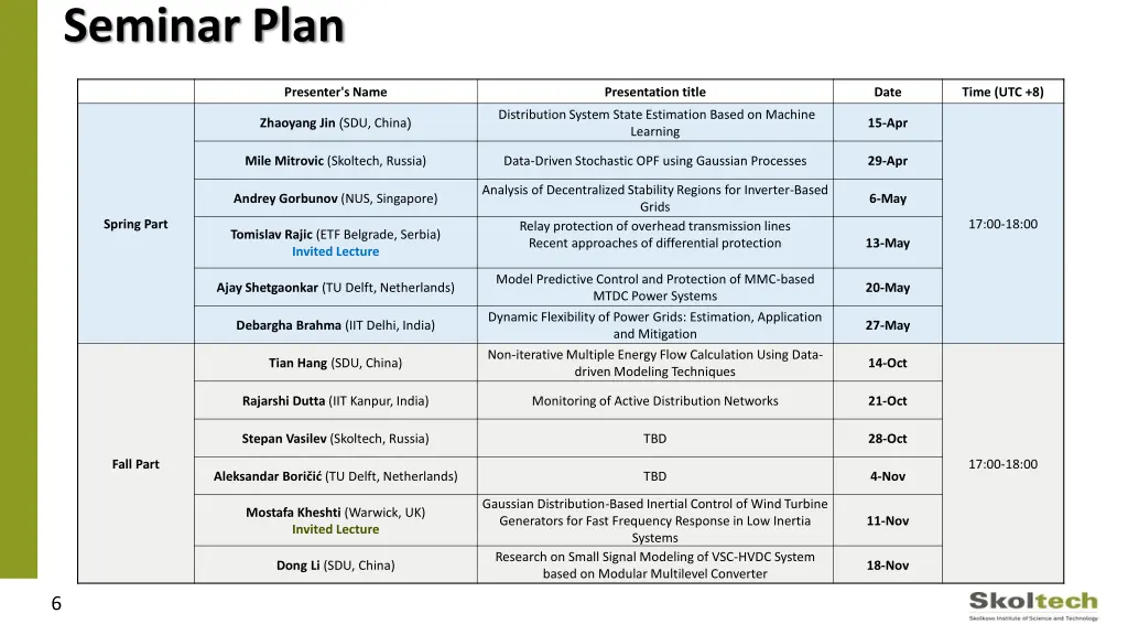 seminar plan