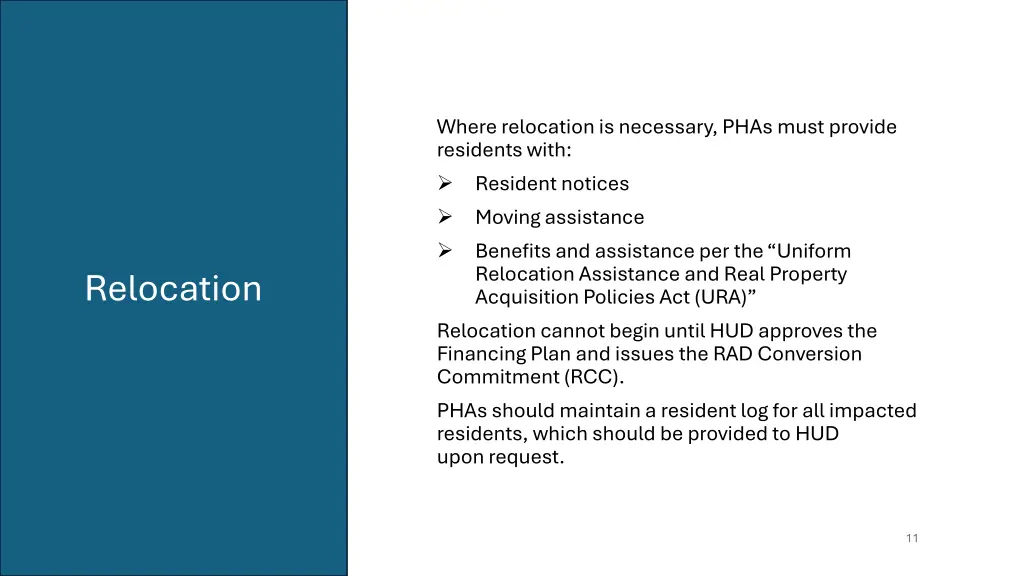 where relocation is necessary phas must provide