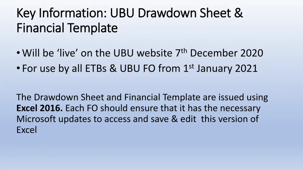key information ubu drawdown sheet