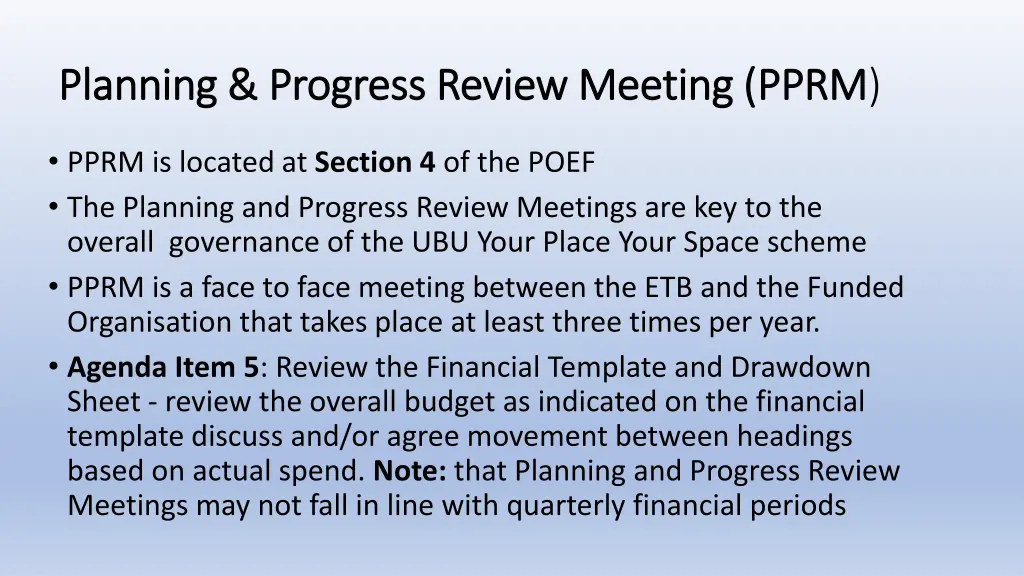 planning progress review meeting pprm planning