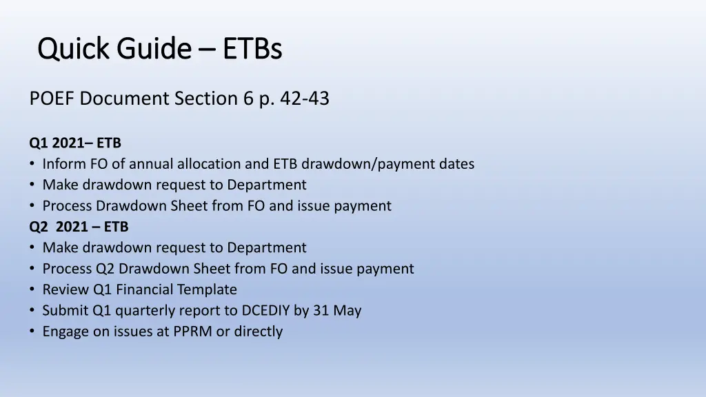 quick guide quick guide etbs
