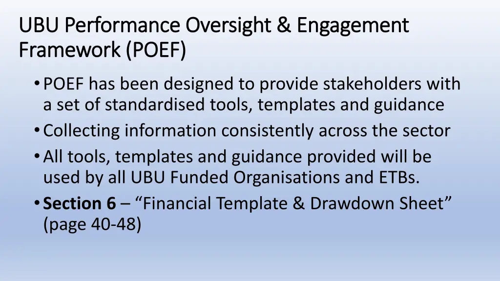 ubu performance oversight engagement