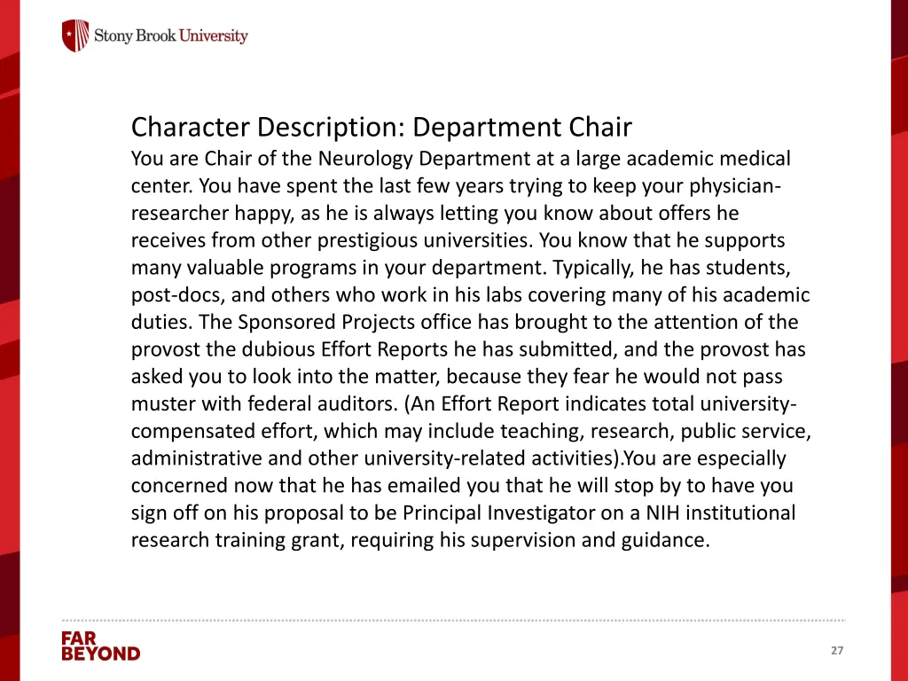 character description department chair