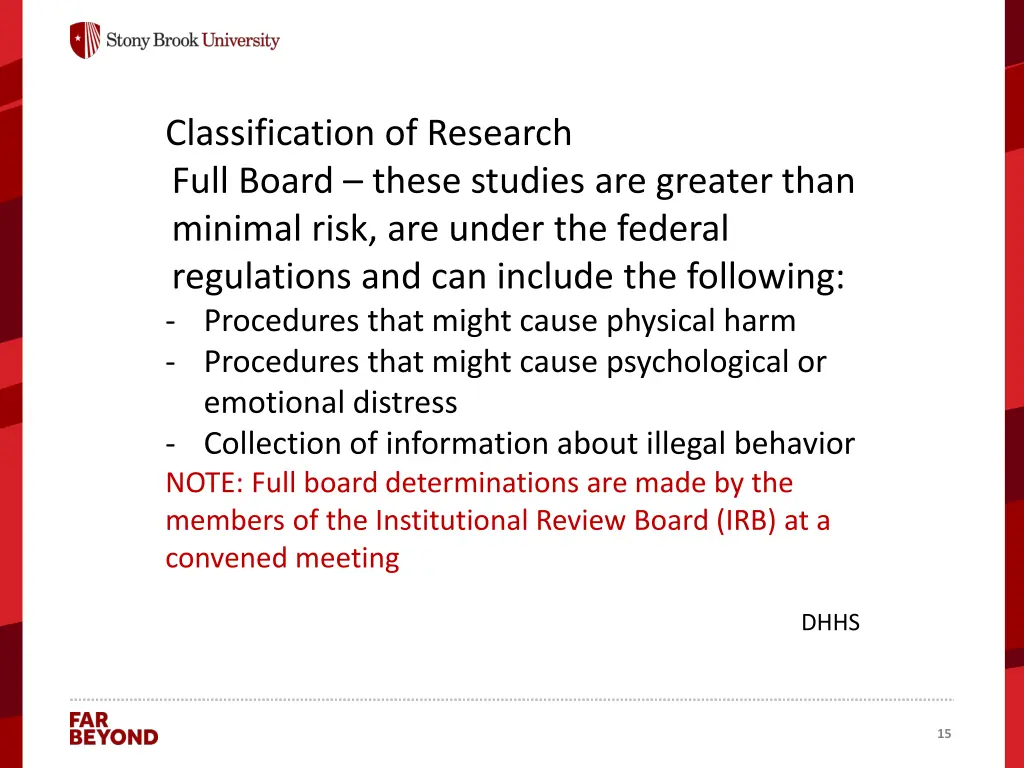 classification of research full board these