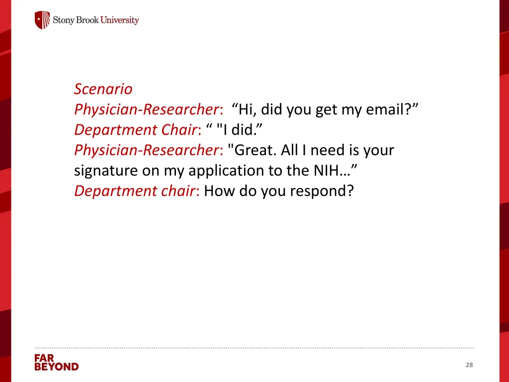 scenario physician researcher