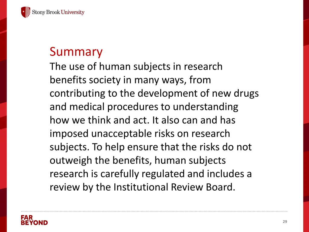 summary the use of human subjects in research