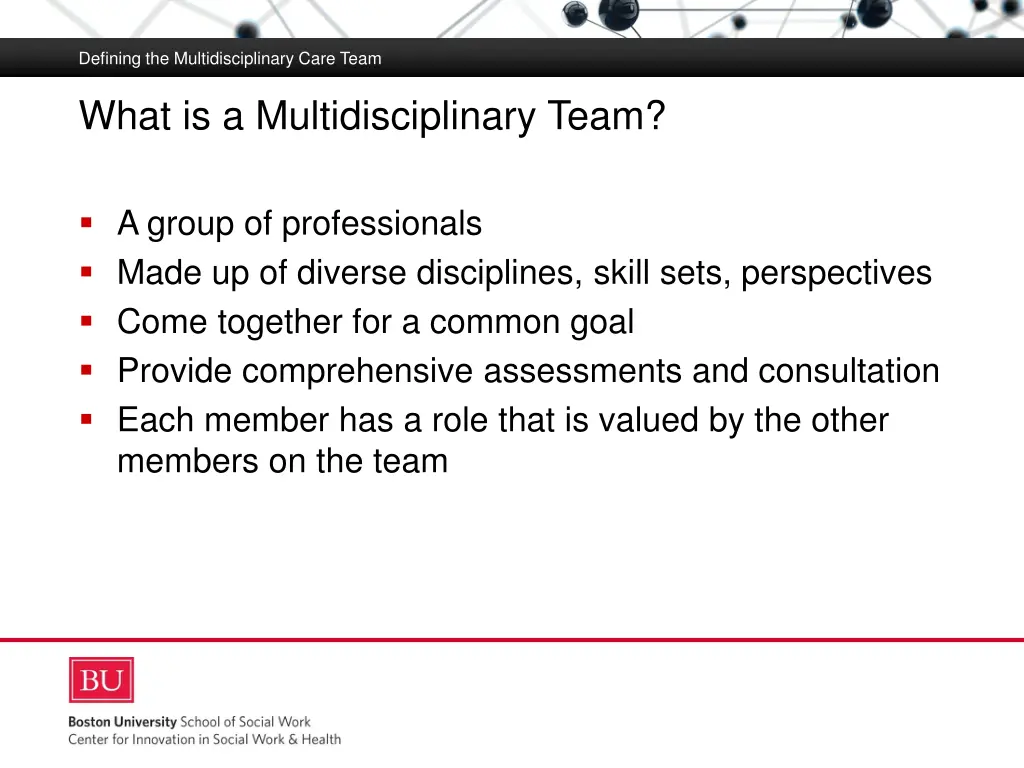 defining the multidisciplinary care team 2