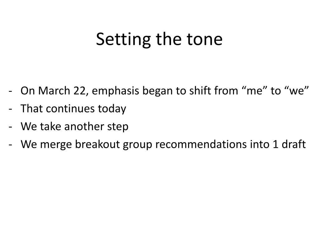setting the tone