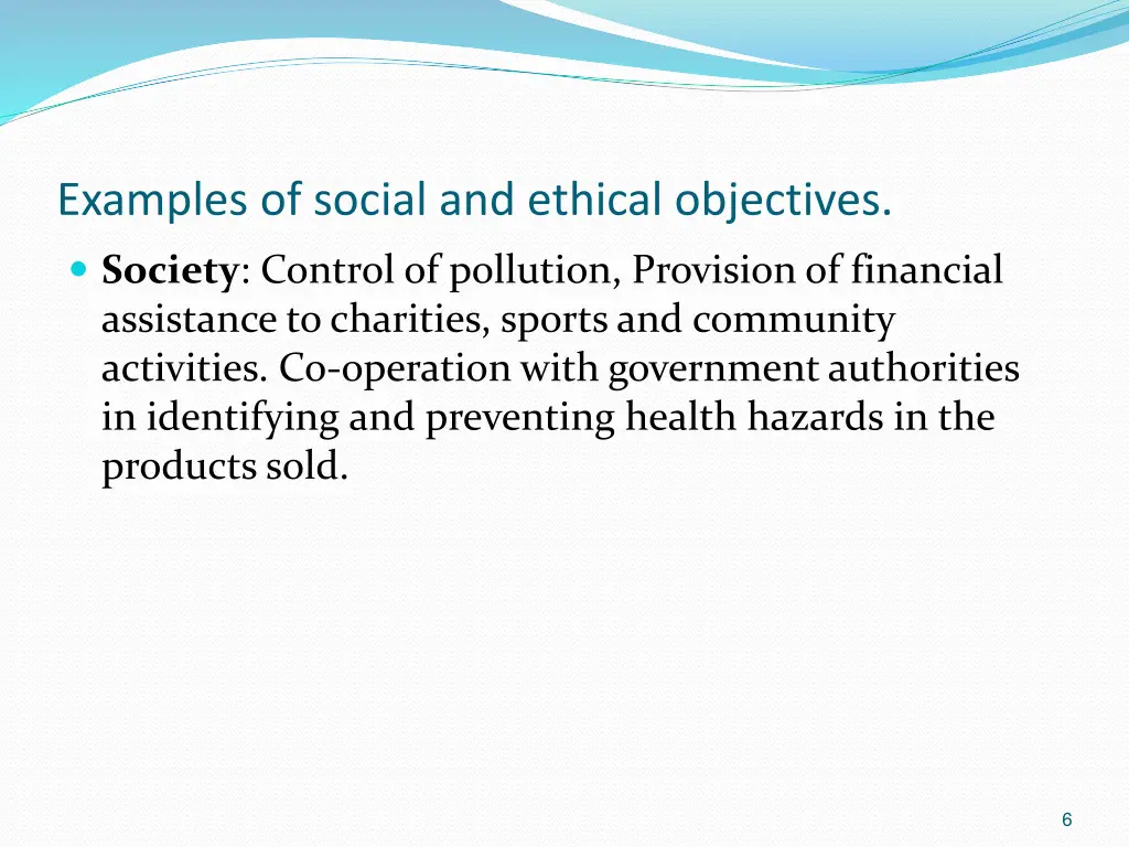 examples of social and ethical objectives 1