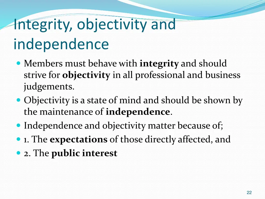 integrity objectivity and independence