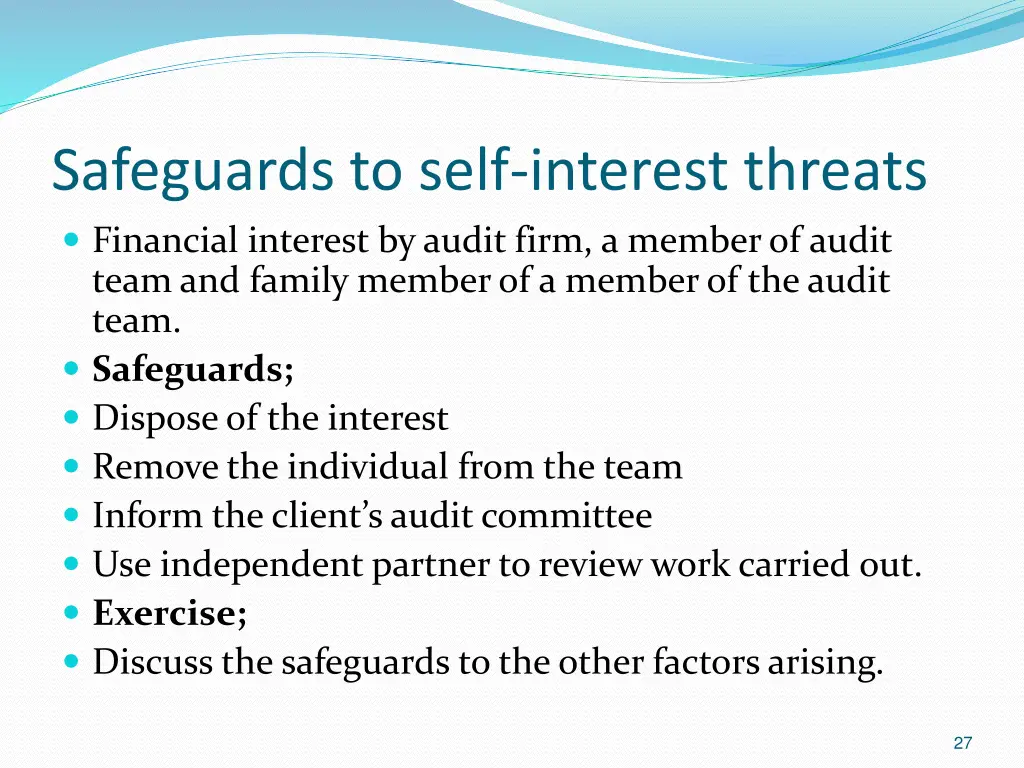 safeguards to self interest threats financial