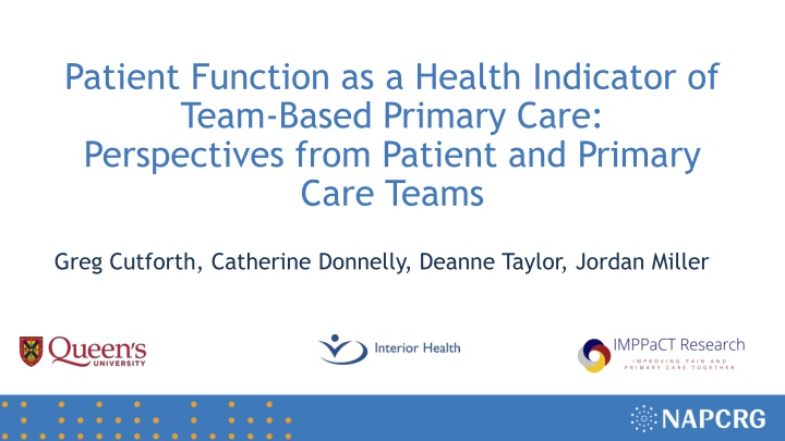 patient function as a health indicator of team