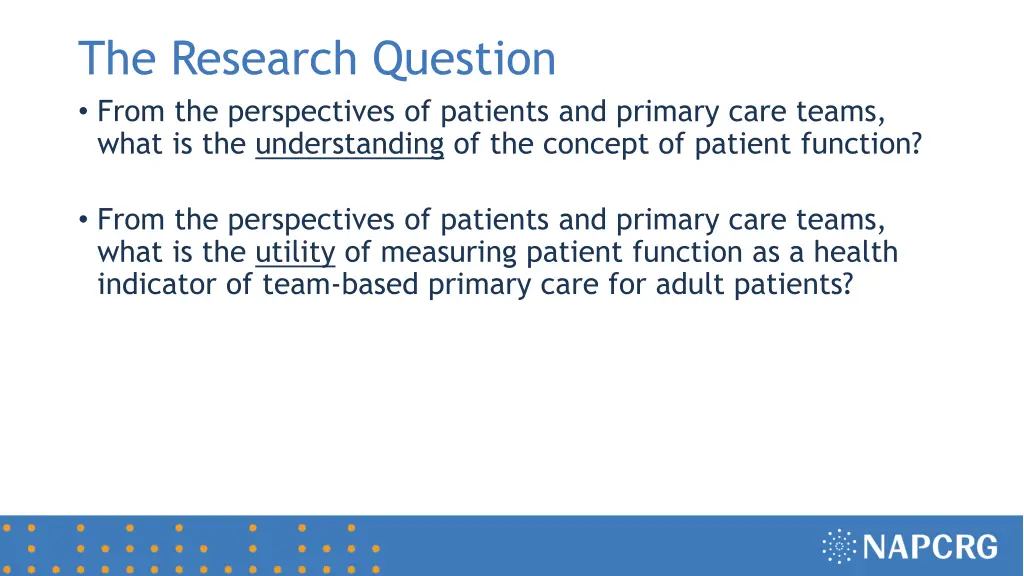 the research question from the perspectives