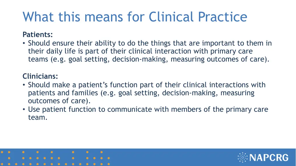 what this means for clinical practice