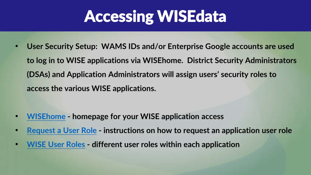 accessing wisedata accessing wisedata