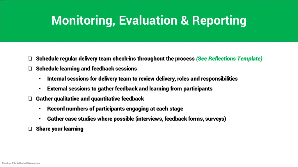monitoring evaluation reporting