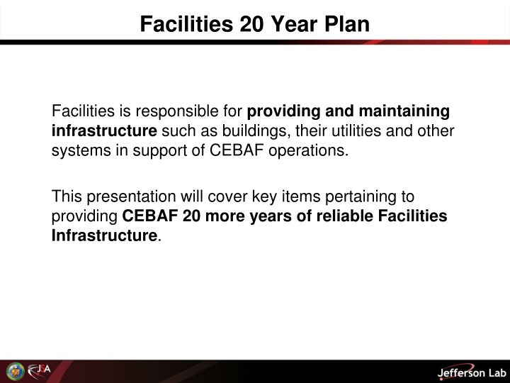 facilities 20 year plan