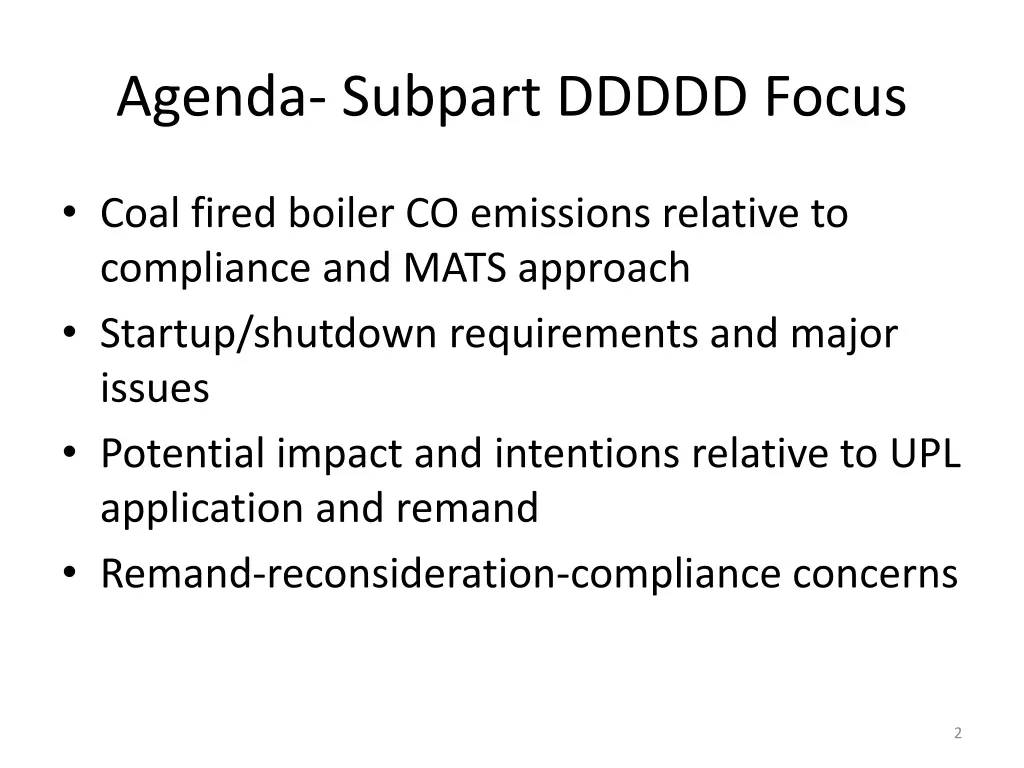 agenda subpart ddddd focus