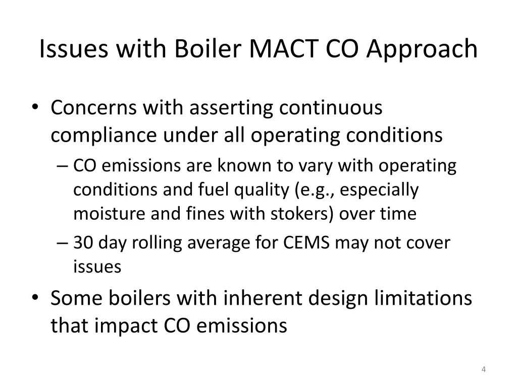 issues with boiler mact co approach