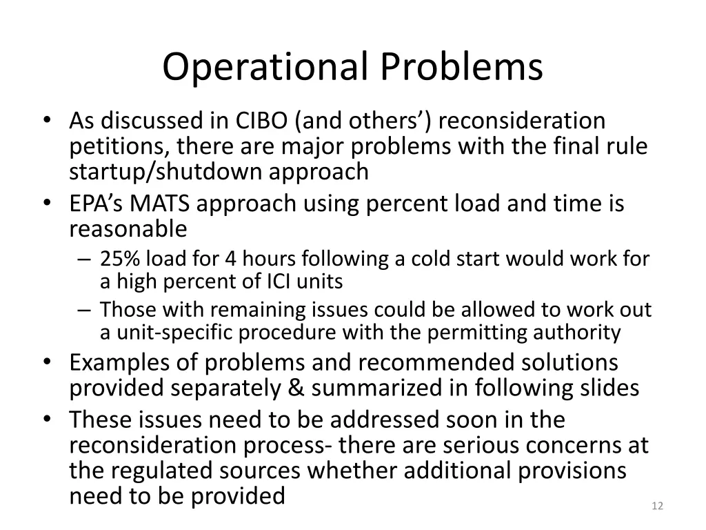 operational problems