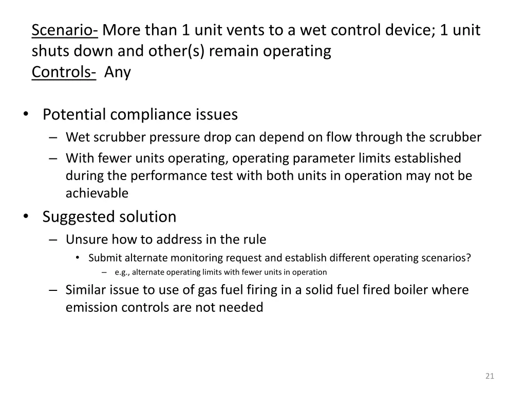 scenario more than 1 unit vents to a wet control