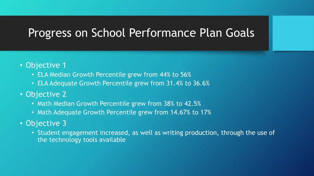 progress on school performance plan goals