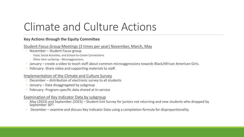 climate and culture actions