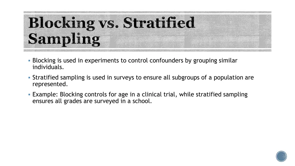 blocking vs stratified sampling