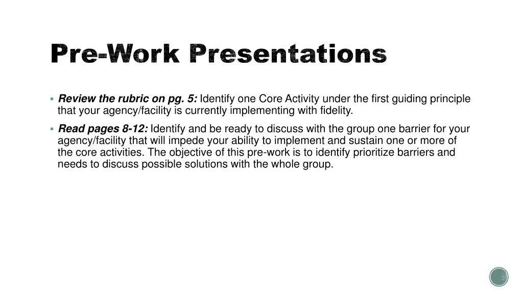 pre work presentations