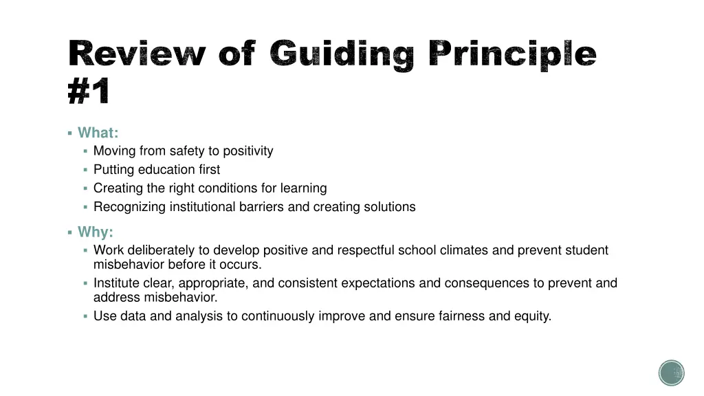 review of guiding principle 1