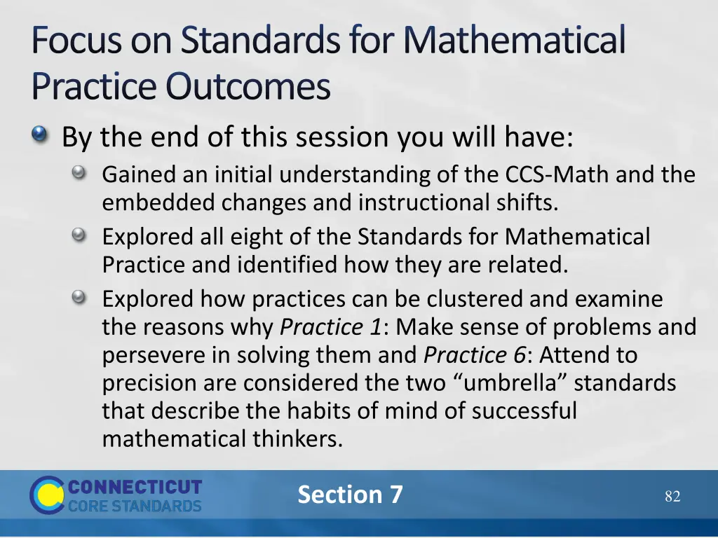 focus on standards for mathematical practice